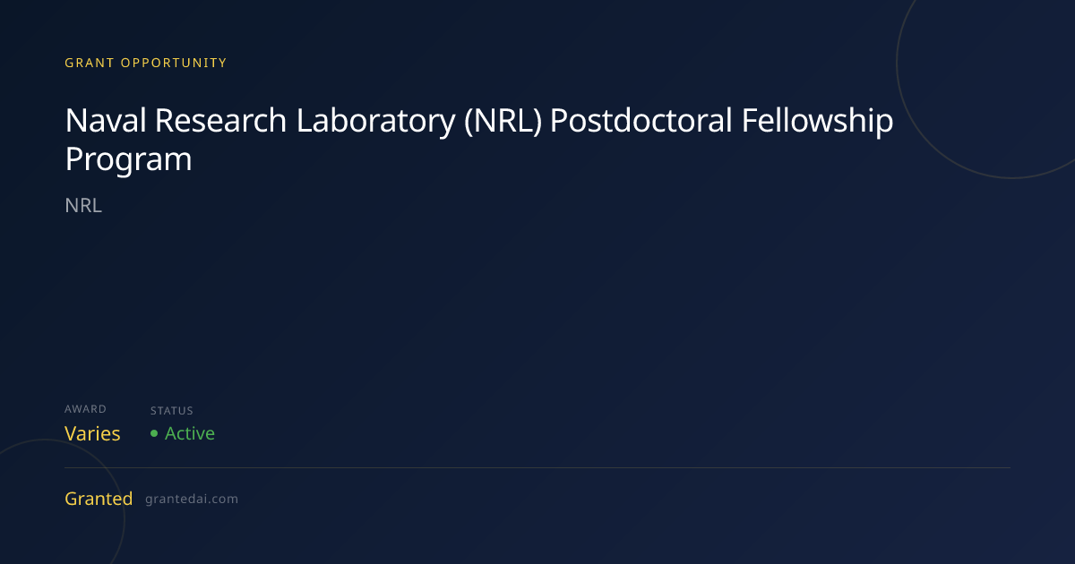 Naval Research Laboratory (NRL) Postdoctoral Fellowship Program (2026 ...