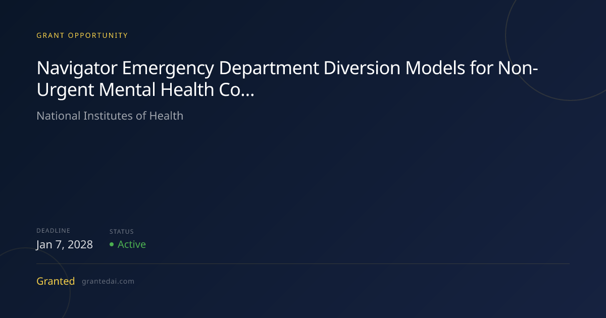 Navigator Emergency Department Diversion Models for Non-Urgent Mental ...