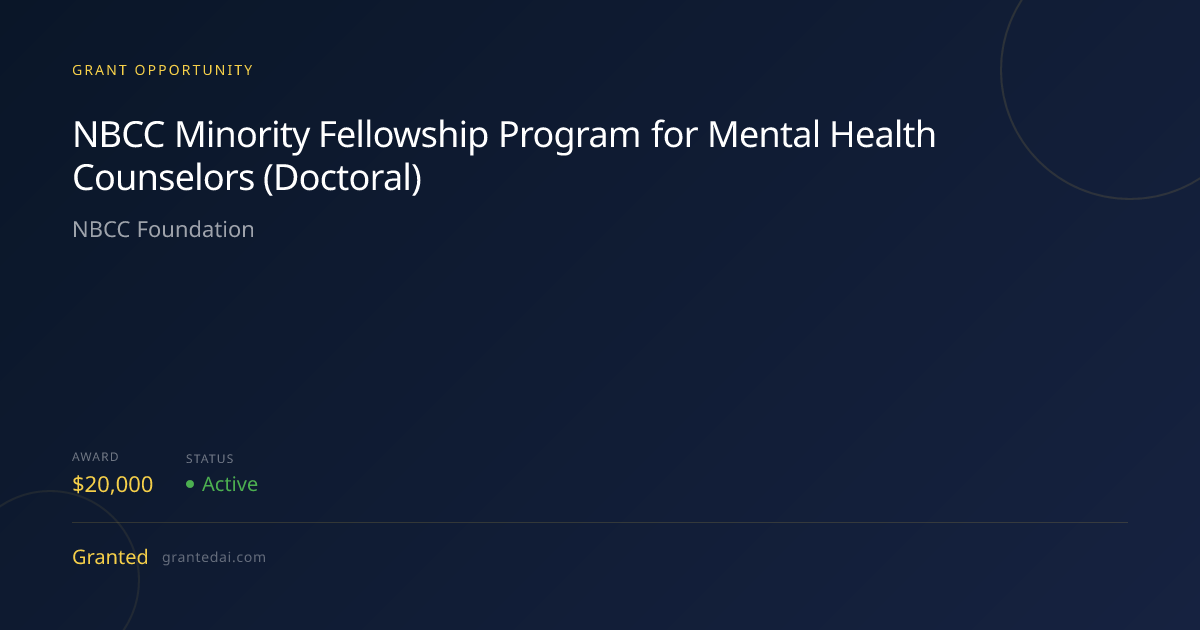 NBCC Minority Fellowship Program for Mental Health Counselors (Doctoral ...