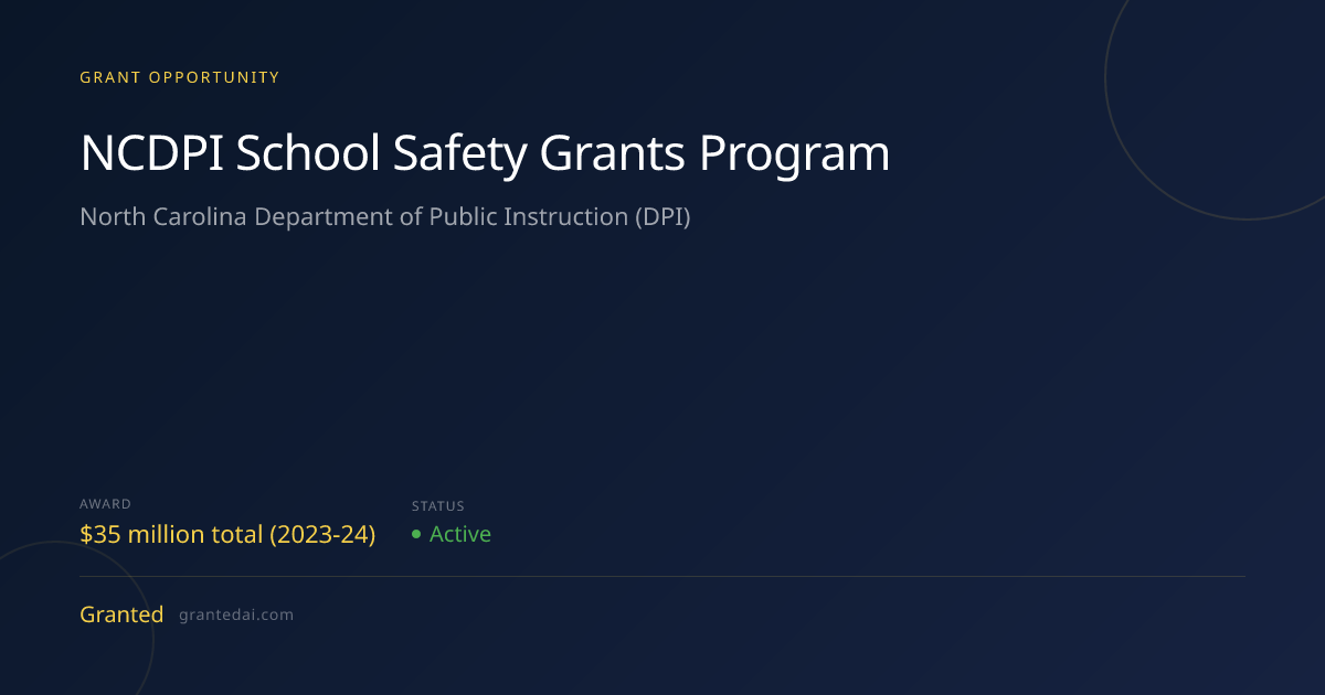 NCDPI School Safety Grants Program (2026) | Granted AI