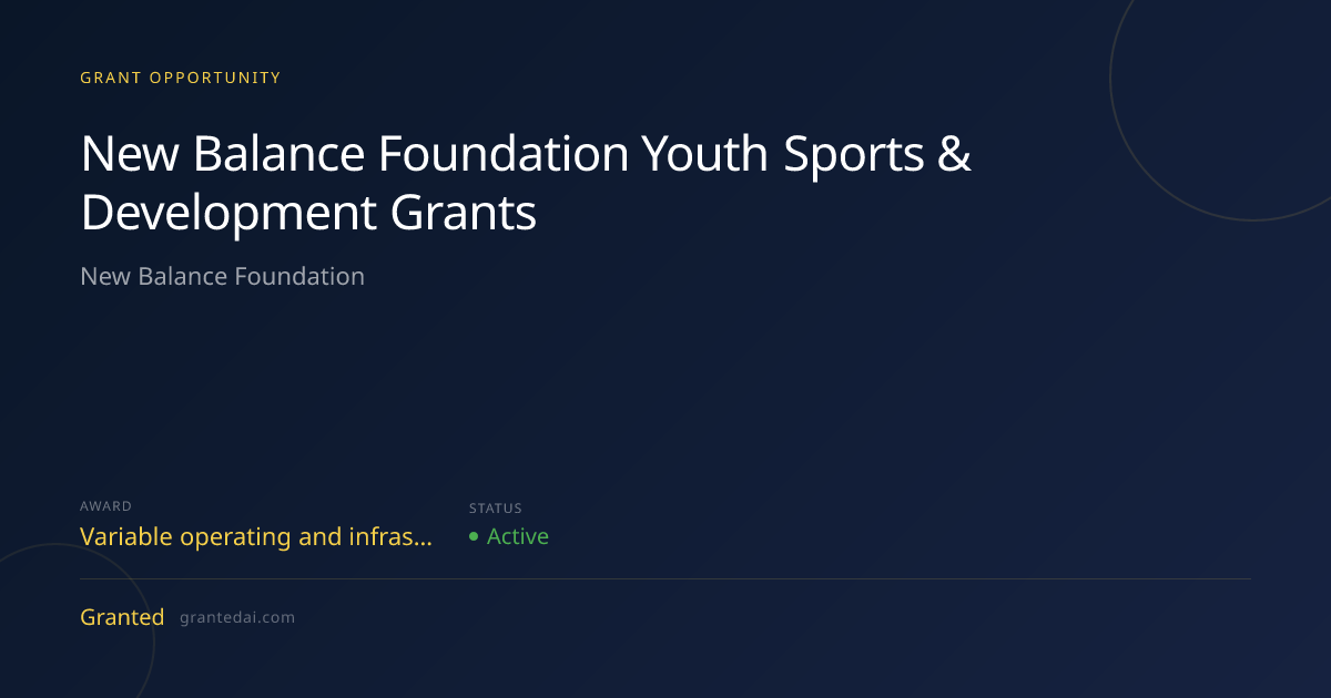 New Balance Foundation Youth Sports & Development Grants (2026 ...