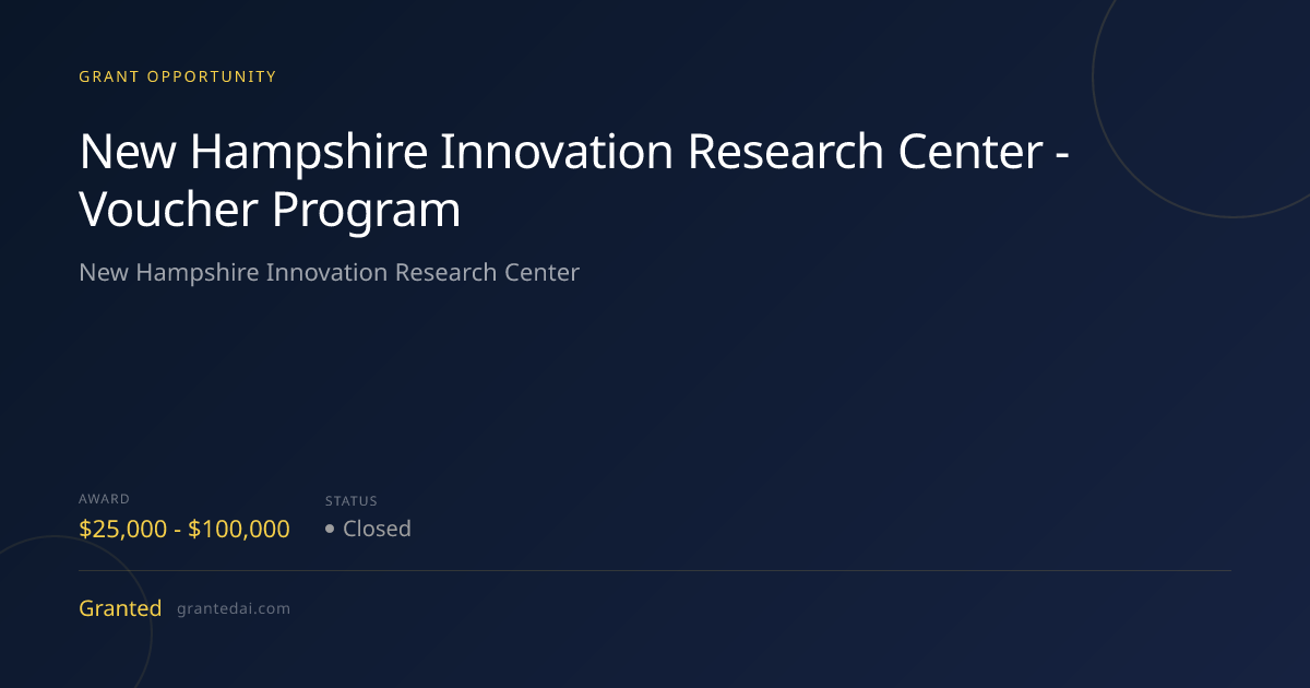 New Hampshire Innovation Research Center - Voucher Program (2026 ...