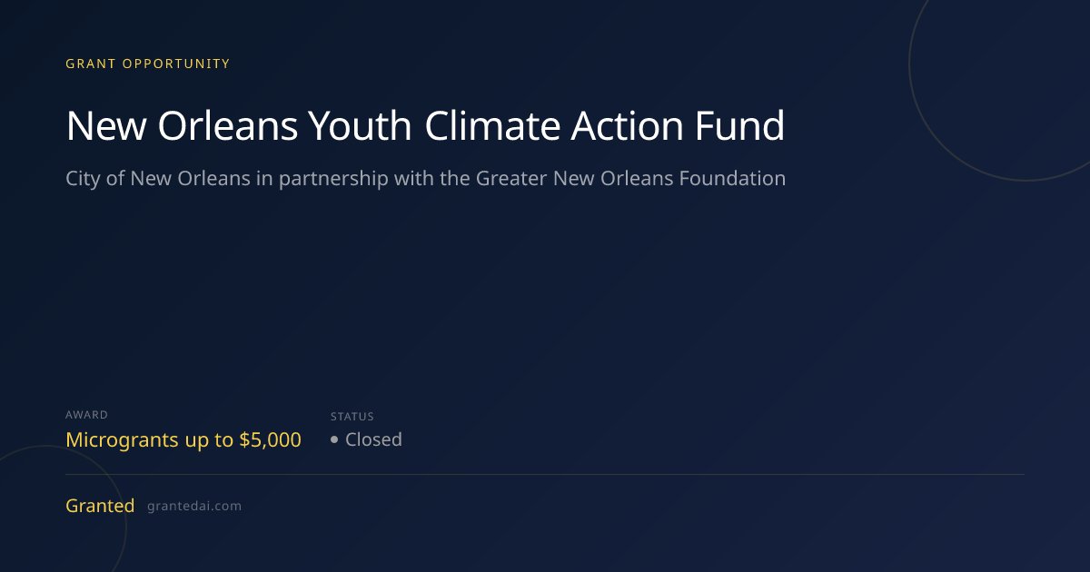 New Orleans Youth Climate Action Fund (2026) | Granted AI