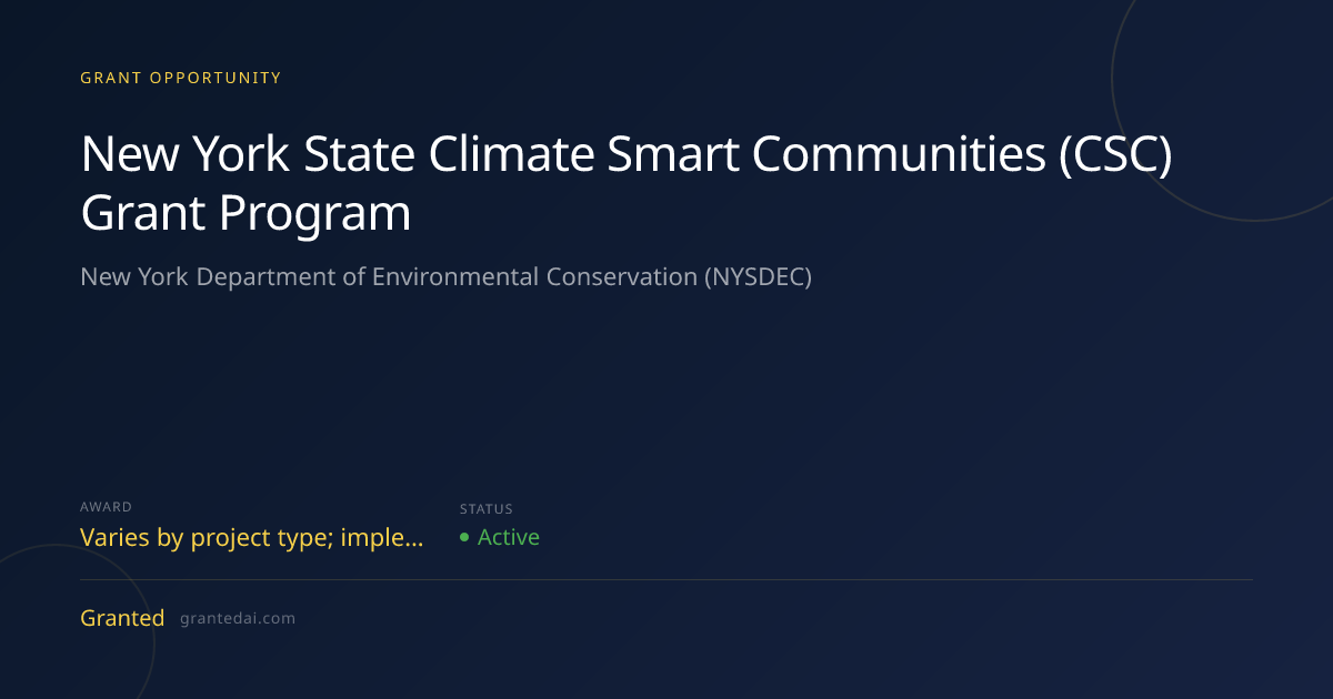 New York State Climate Smart Communities (CSC) Grant Program (2026 ...