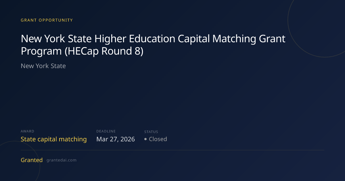 New York State Higher Education Capital Matching Grant Program (HECap ...