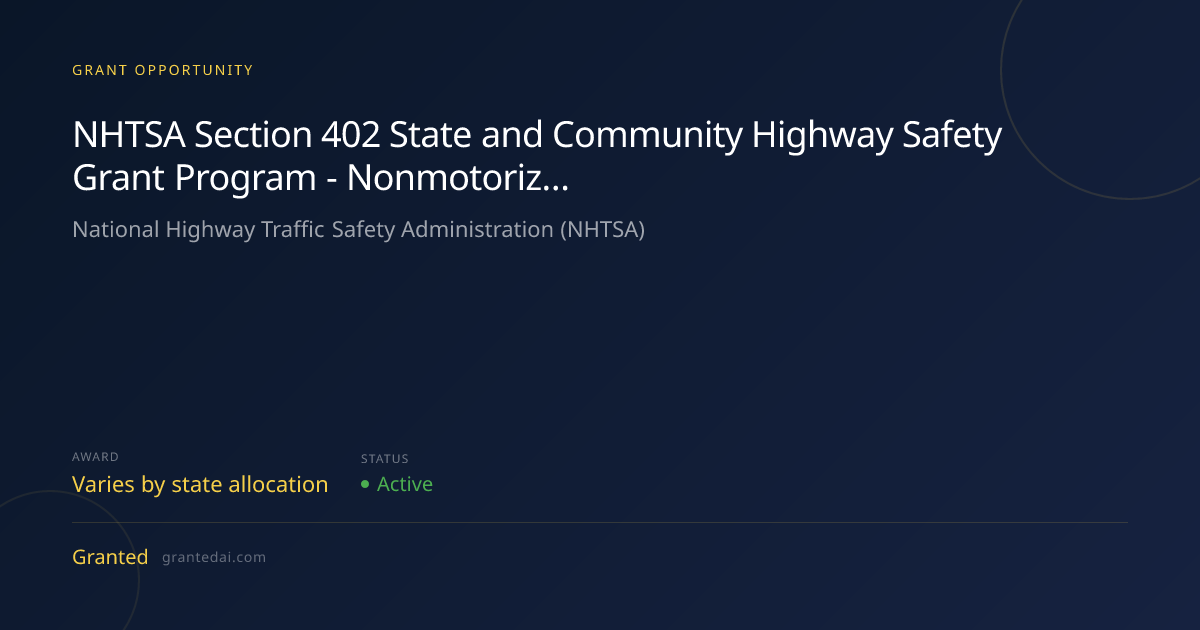 NHTSA Section 402 State and Community Highway Safety Grant Program ...