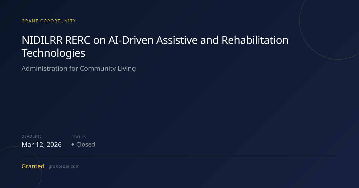 NIDILRR RERC on AI-Driven Assistive and Rehabilitation Technologies ...