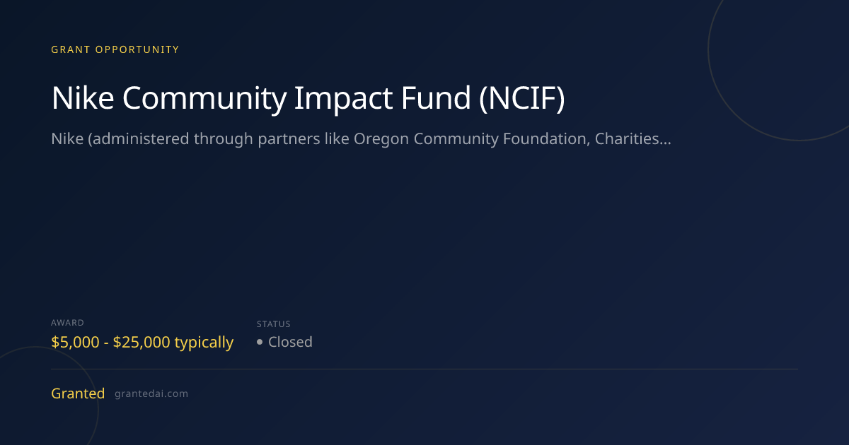 Nike Community Impact Fund (NCIF) (2026) | Granted AI