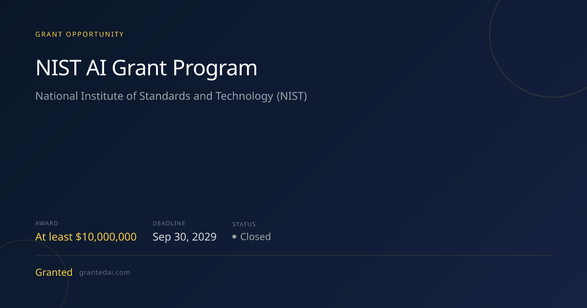 NIST AI Grant Program (2029) | Granted AI