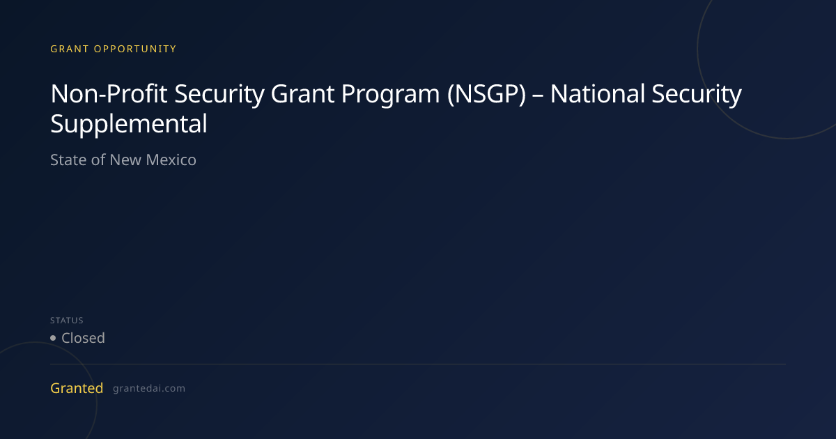 Non-Profit Security Grant Program (NSGP) – National Security ...