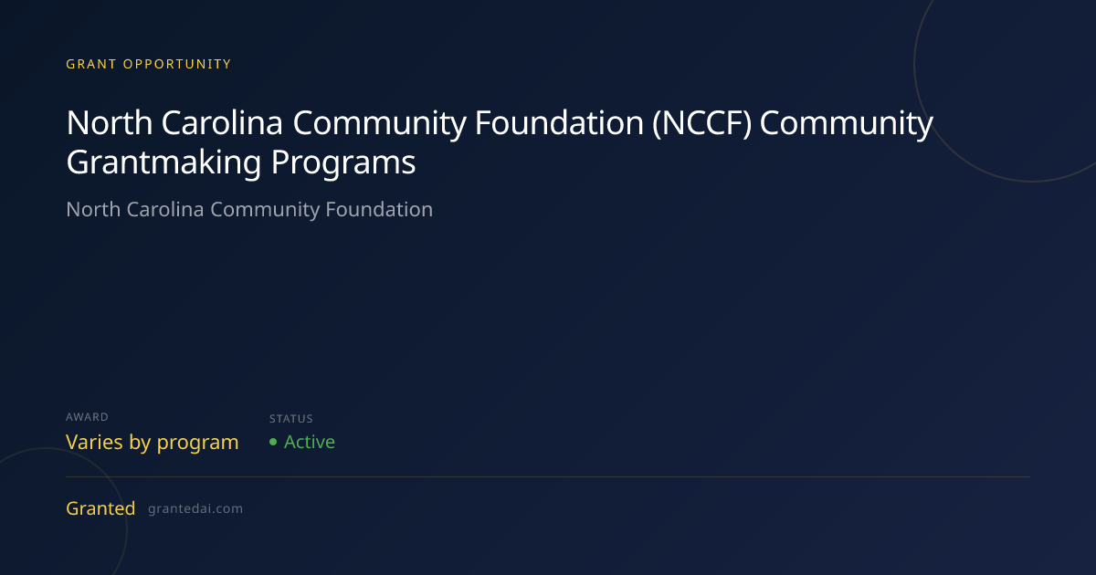 North Carolina Community Foundation (NCCF) Community Grantmaking ...