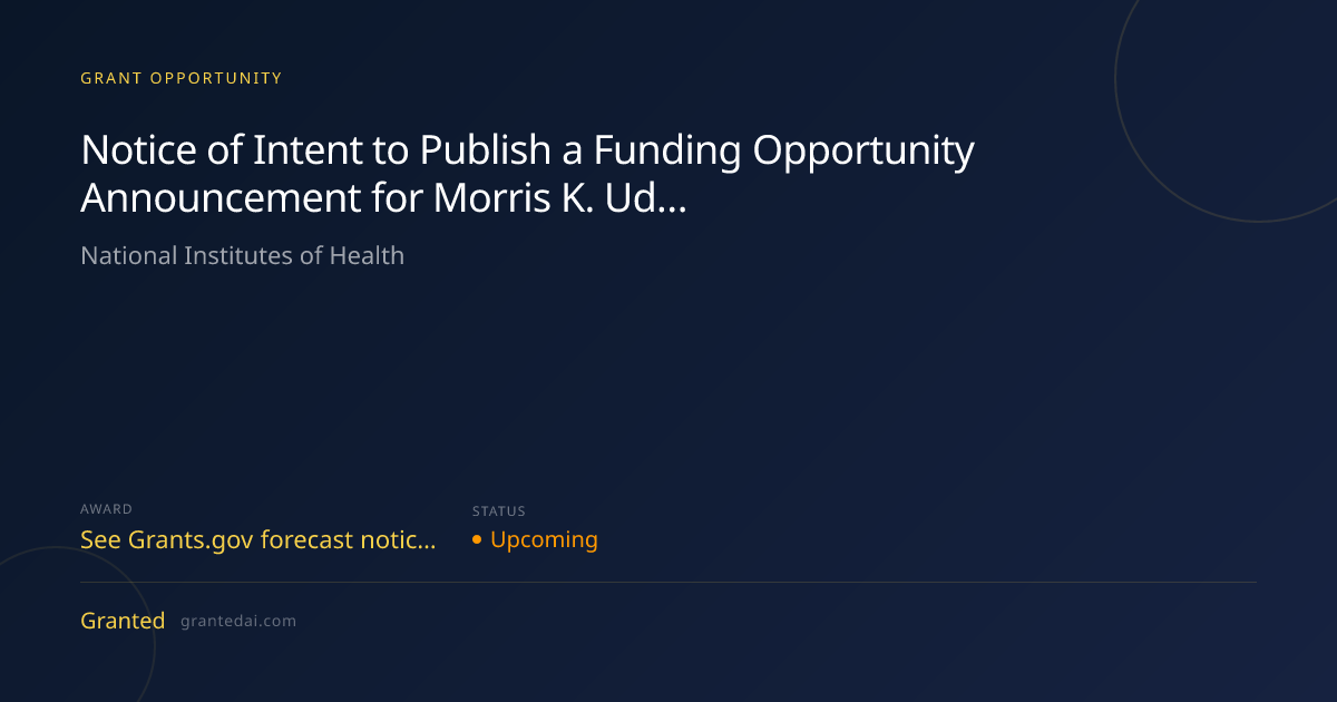 Notice of Intent to Publish a Funding Opportunity Announcement for ...