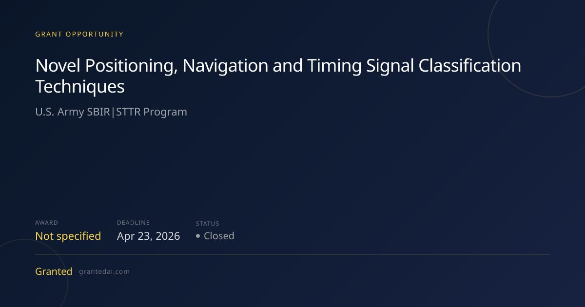 Novel Positioning, Navigation and Timing Signal Classification ...