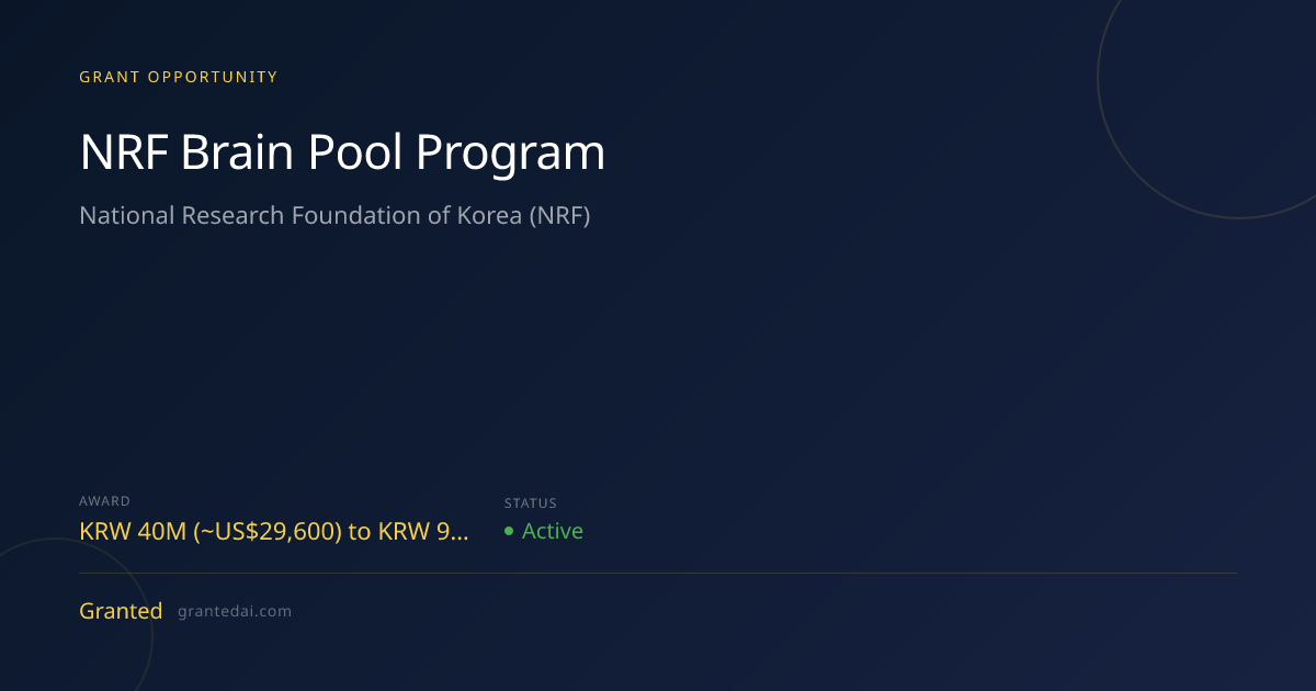 NRF Brain Pool Program (2026) | Granted AI
