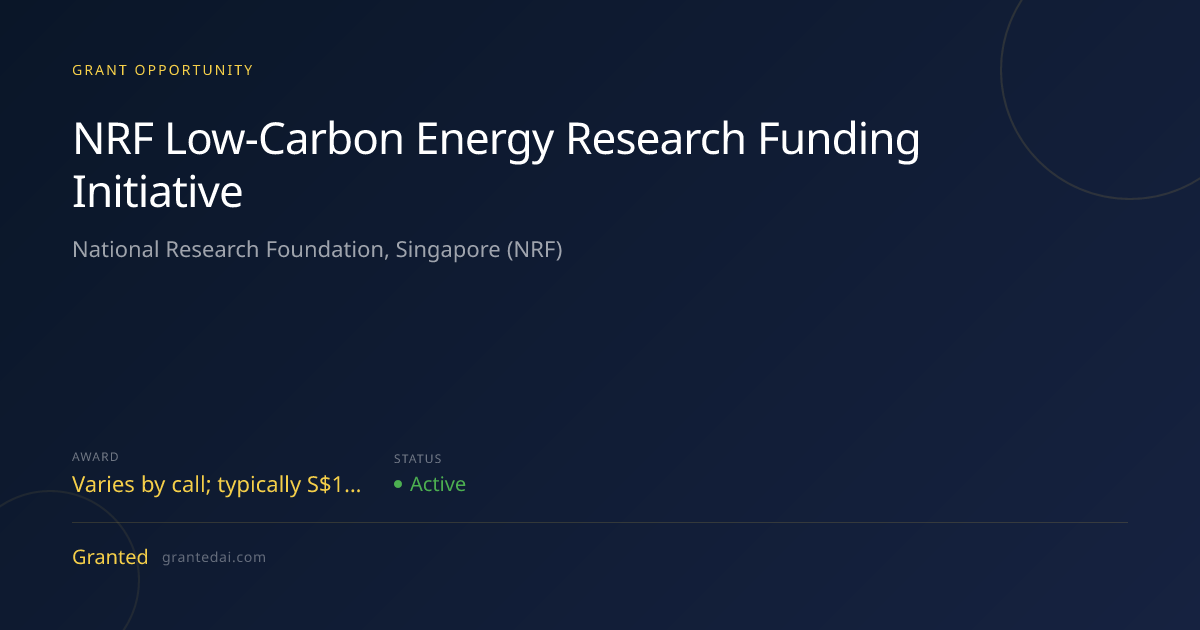 NRF Low-Carbon Energy Research Funding Initiative (2026) | Granted AI