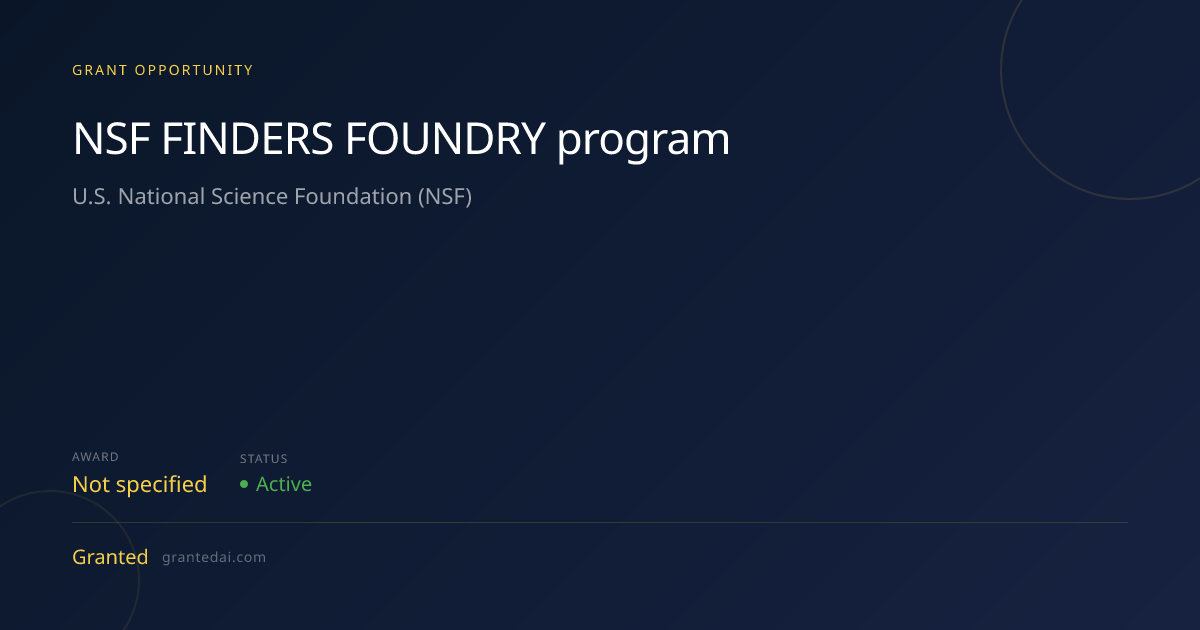 NSF FINDERS FOUNDRY program (2026) | Granted AI