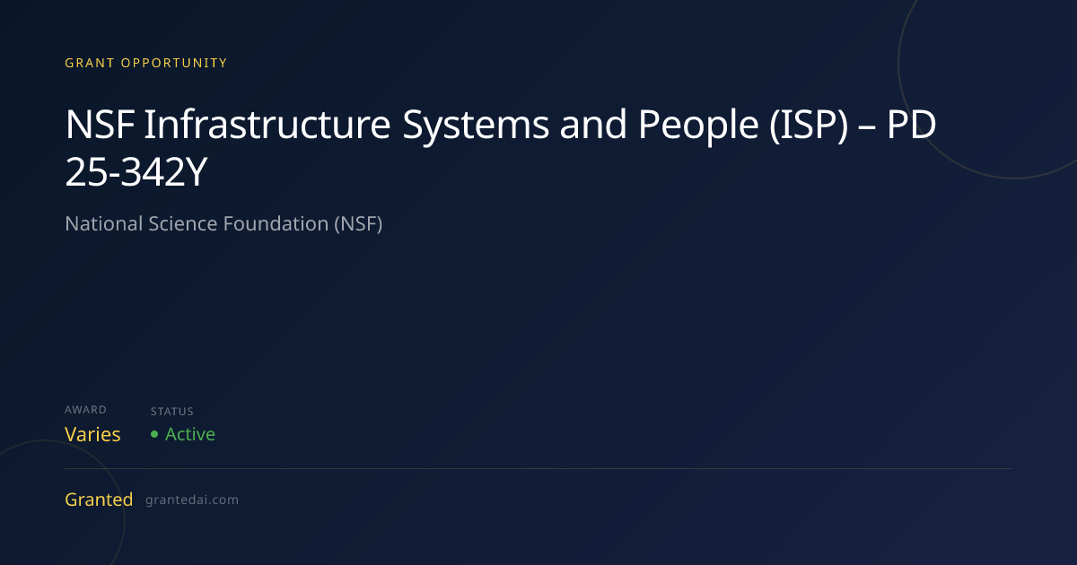 NSF Infrastructure Systems and People (ISP) – PD 25‑342Y (2026 ...