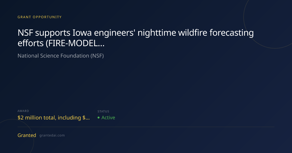 NSF supports Iowa engineers' nighttime wildfire forecasting efforts ...