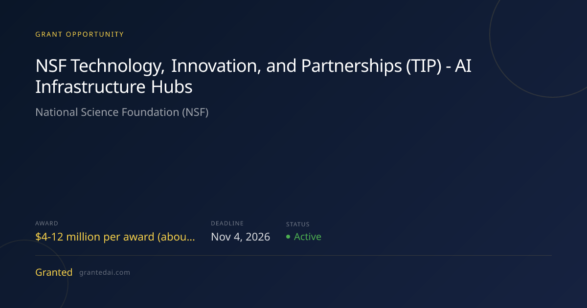 NSF Technology, Innovation, and Partnerships (TIP) - AI Infrastructure ...