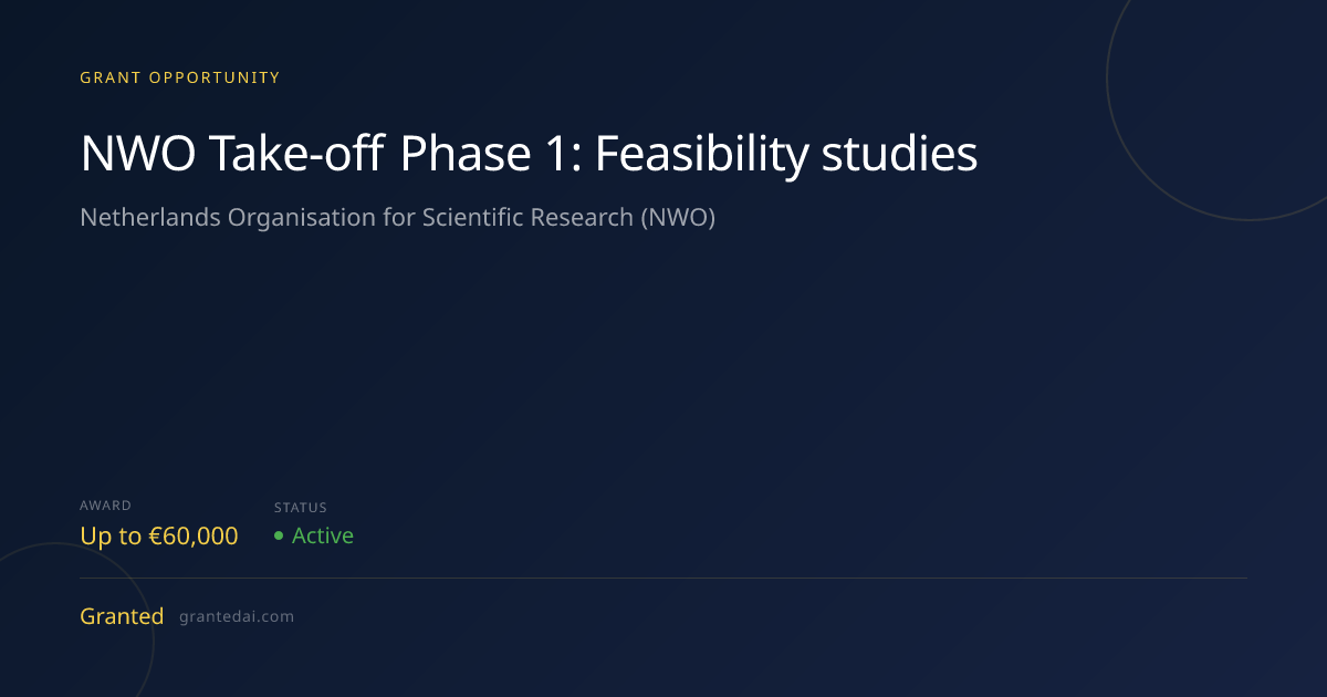 NWO Take-off Phase 1: Feasibility studies (2026) | Granted AI