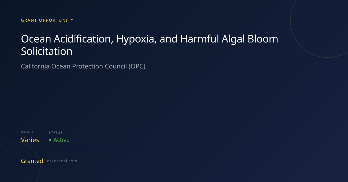 Ocean Acidification, Hypoxia, and Harmful Algal Bloom Solicitation ...