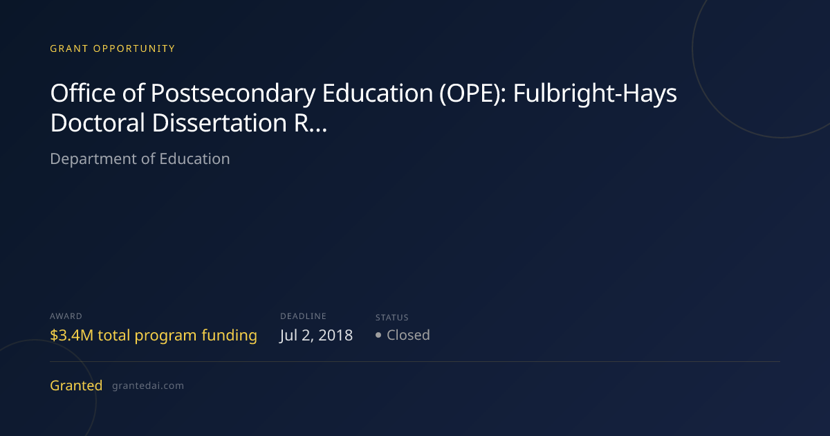 Office of Postsecondary Education (OPE): Fulbright-Hays Doctoral ...