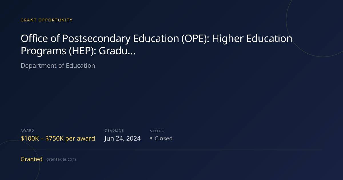 Office of Postsecondary Education (OPE): Higher Education Programs (HEP ...