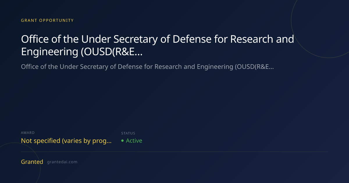 Office of the Under Secretary of Defense for Research and Engineering ...