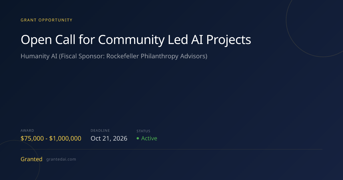 Open Call for Community Led AI Projects (2026) | Granted AI