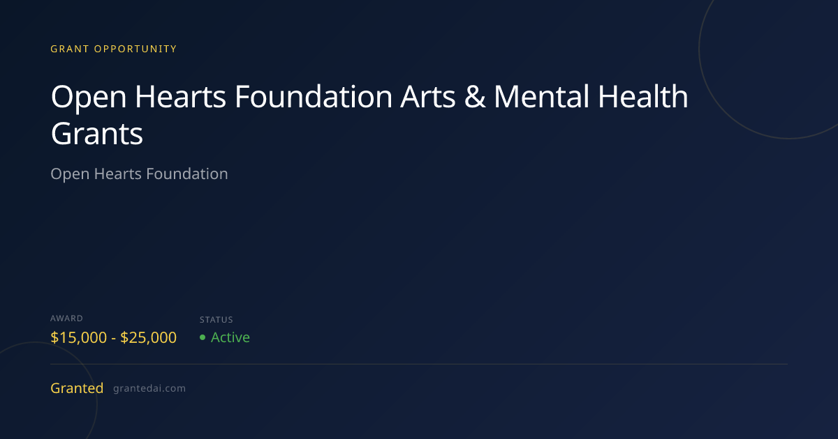Open Hearts Foundation Arts & Mental Health Grants (2026) | Granted AI
