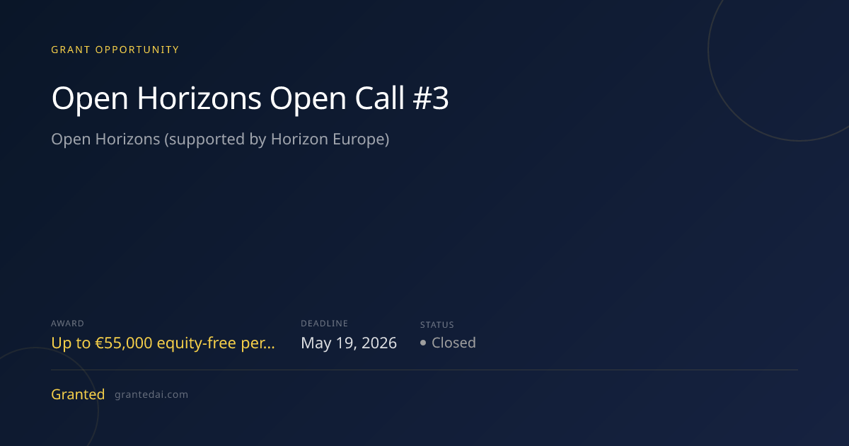 Open Horizons Open Call #3 (2026) | Granted AI