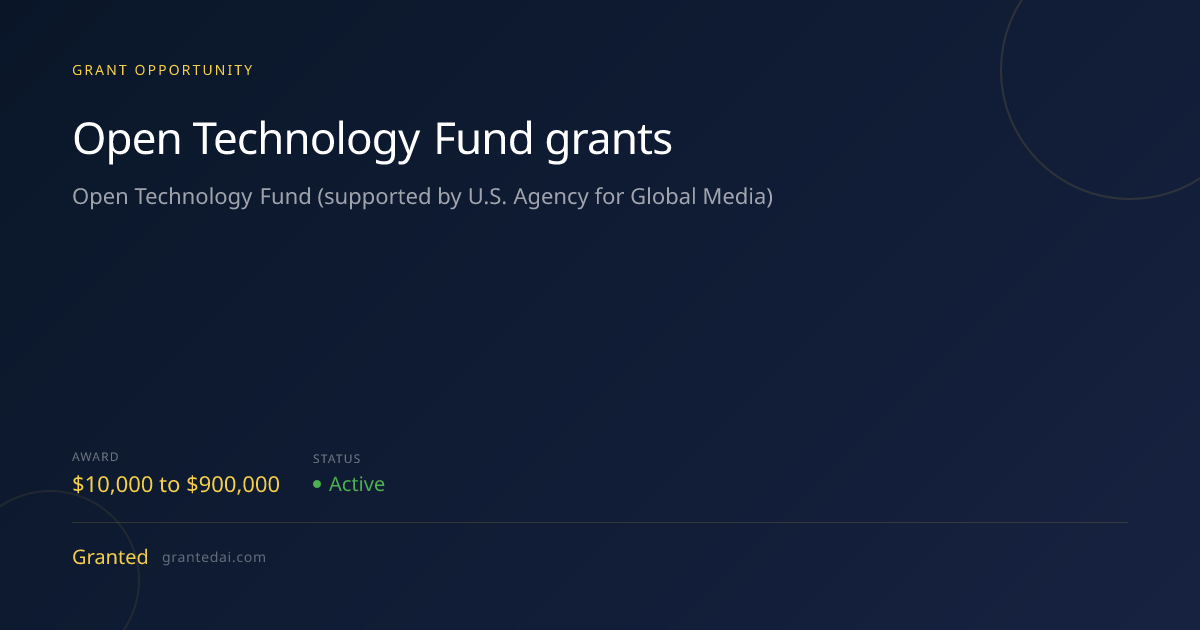 For Nonprofits: Open Technology Fund grants up to $900K | Granted AI