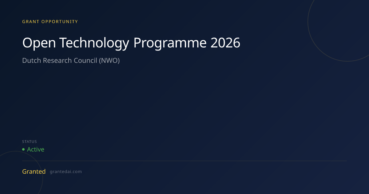 Open Technology Programme 2026 (2026) | Granted AI