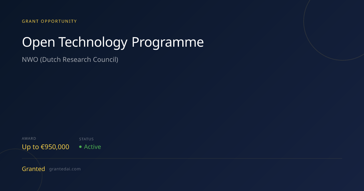 Open Technology Programme (2026) | Granted AI