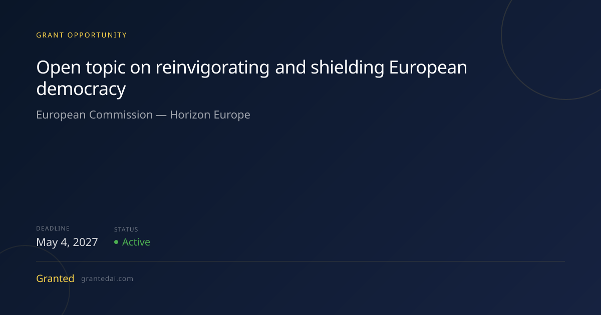 Open topic on reinvigorating and shielding European democracy (2027 ...