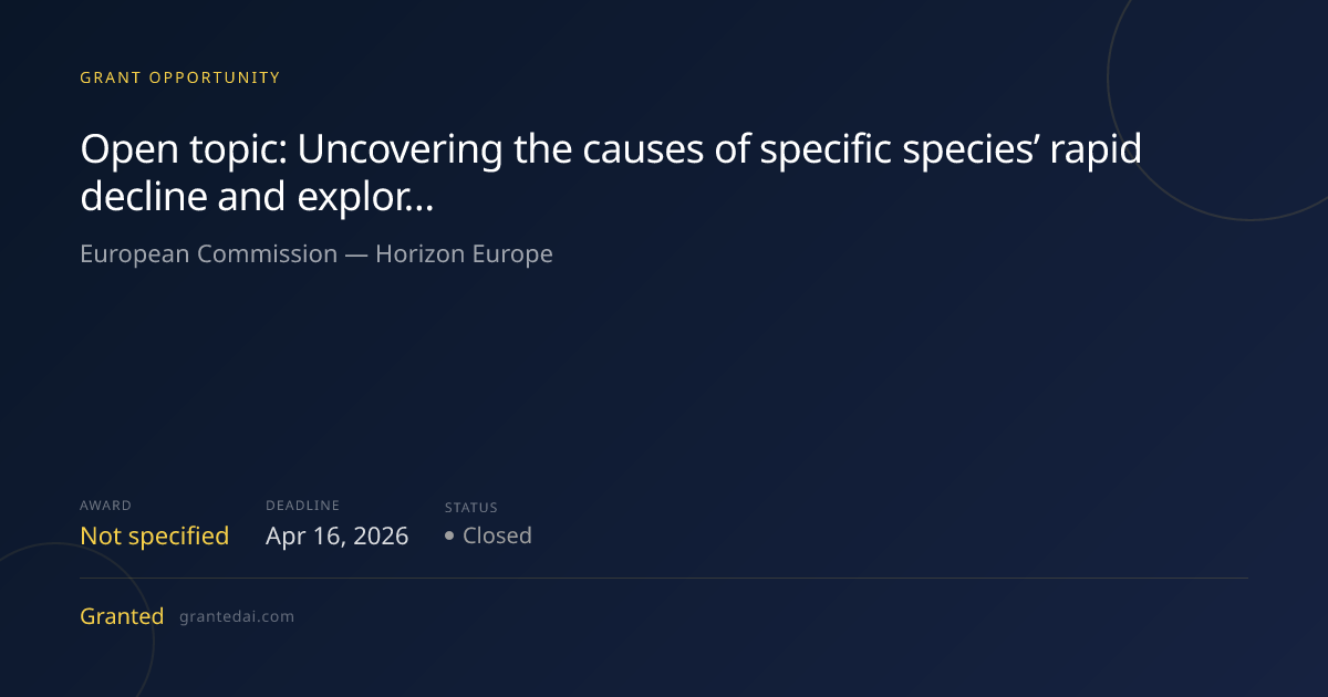 Open topic: Uncovering the causes of specific species’ rapid decline ...