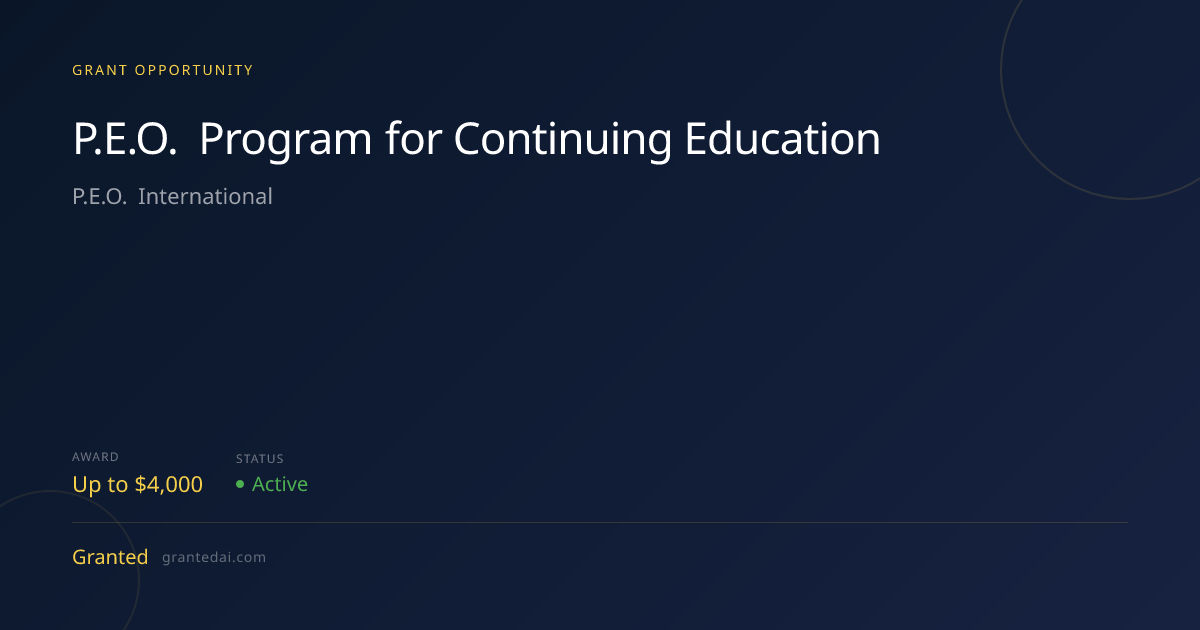 P.E.O. Program for Continuing Education (2026) | Granted AI