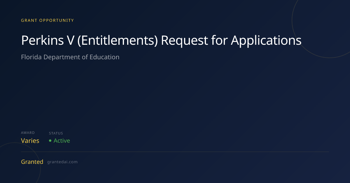 Perkins V (Entitlements) Request for Applications (2026) | Granted AI