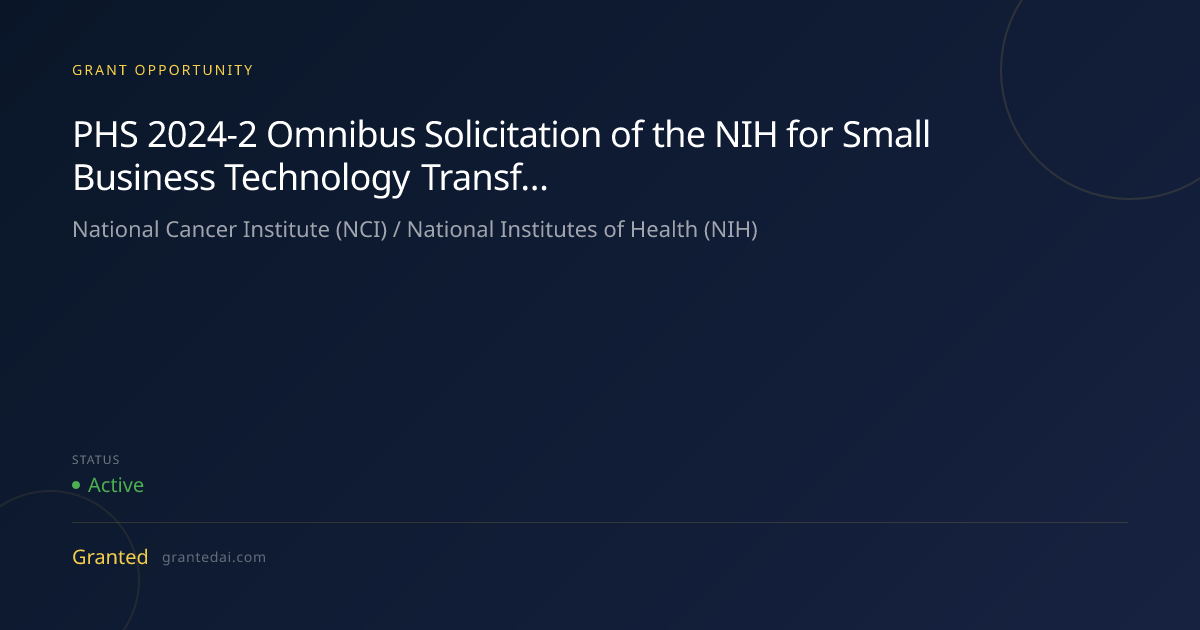 PHS 2024-2 Omnibus Solicitation of the NIH for Small Business ...