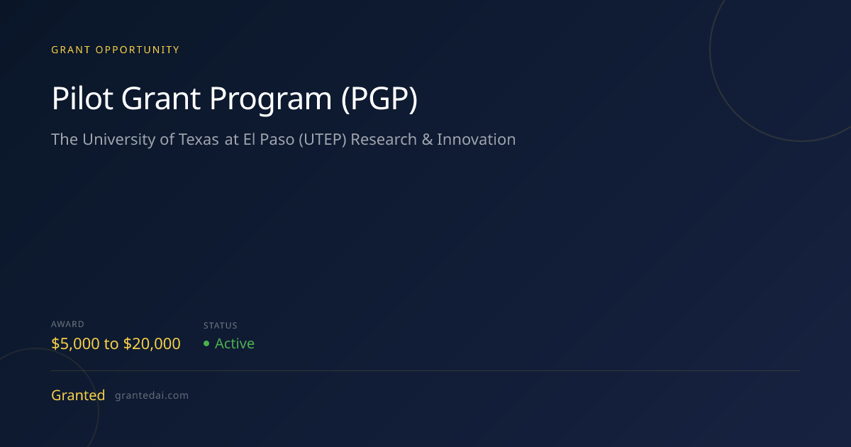 Pilot Grant Program (PGP) (2026) | Granted AI