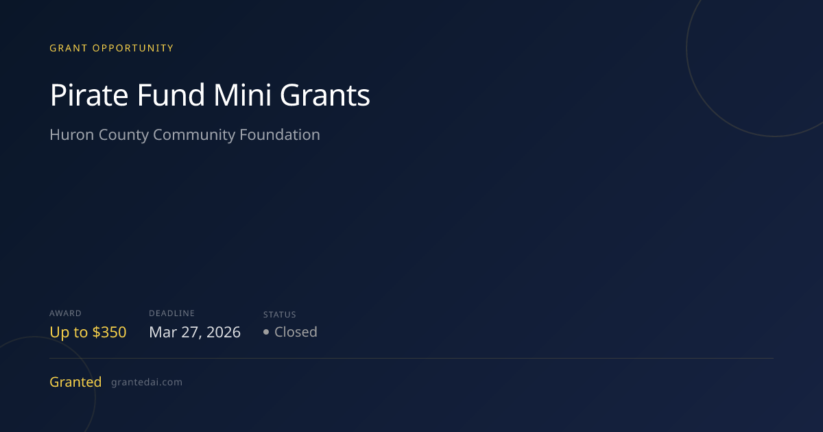 For Nonprofits: Pirate Fund Mini Grants up to $350 | Granted AI