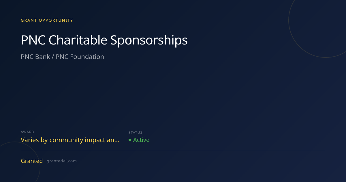 PNC Charitable Sponsorships (2026) | Granted AI