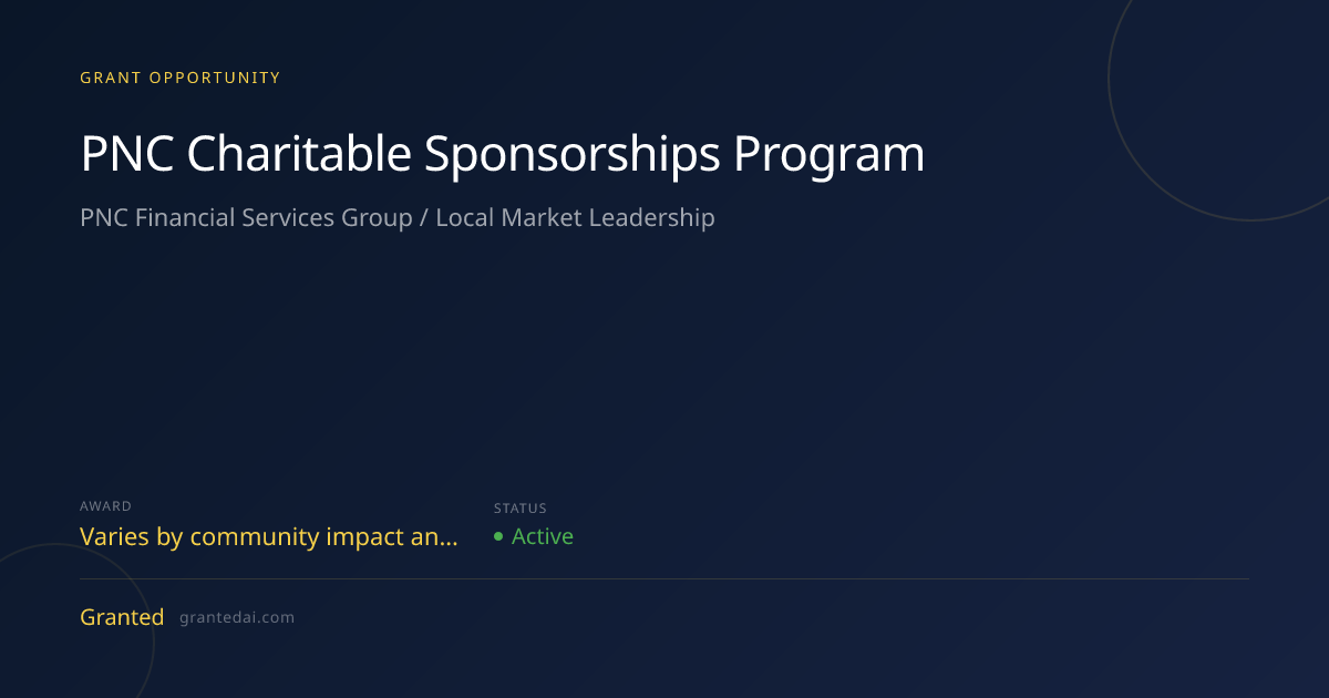PNC Charitable Sponsorships Program (2026) | Granted AI