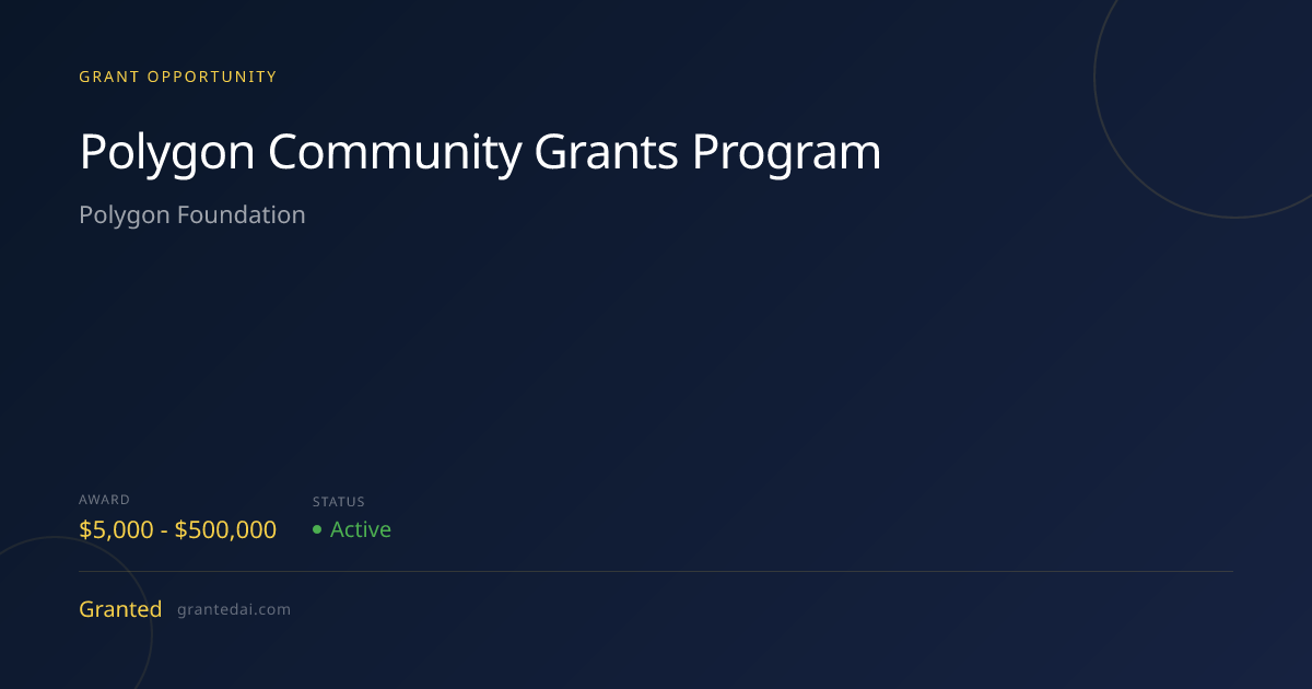 Polygon Community Grants Program (2026) | Granted AI