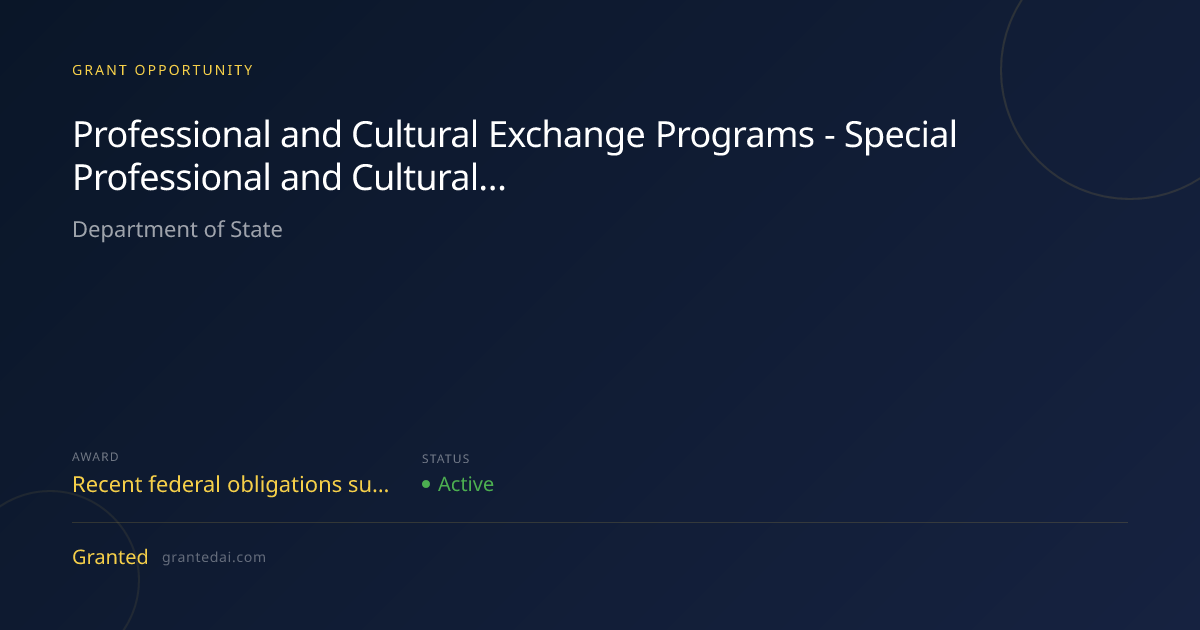 Professional and Cultural Exchange Programs - Special Professional and ...