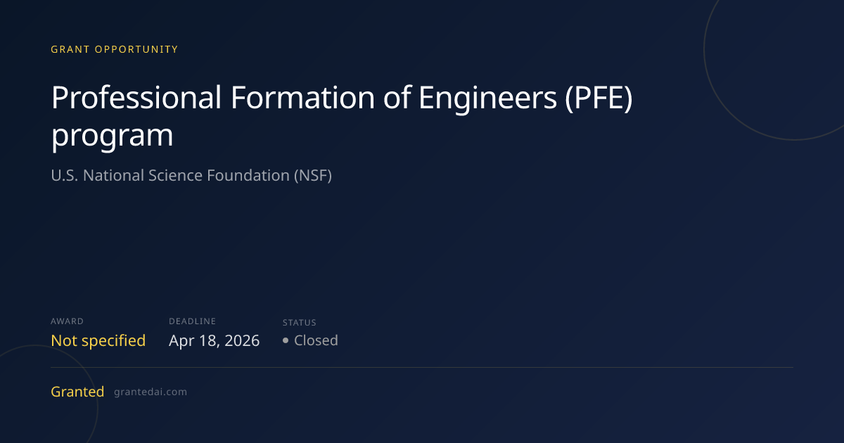 Professional Formation of Engineers (PFE) program (2026) | Granted AI