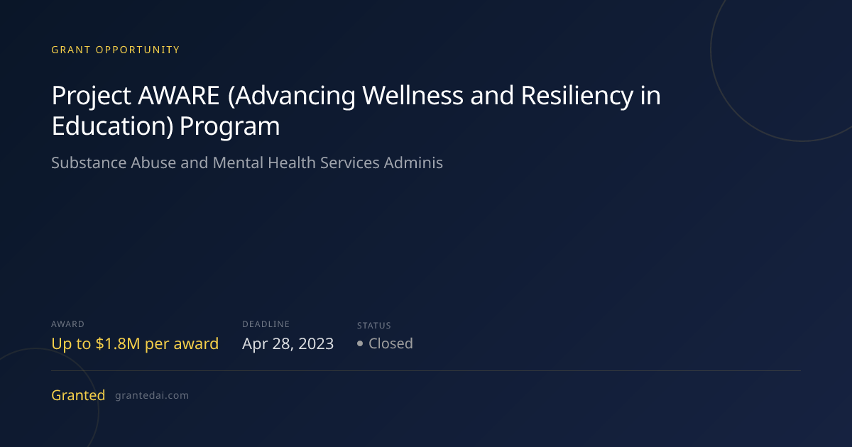 Project AWARE (Advancing Wellness and Resiliency in Education) Program ...