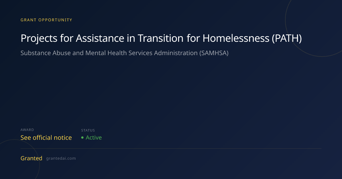 Projects for Assistance in Transition for Homelessness (PATH) (2026 ...