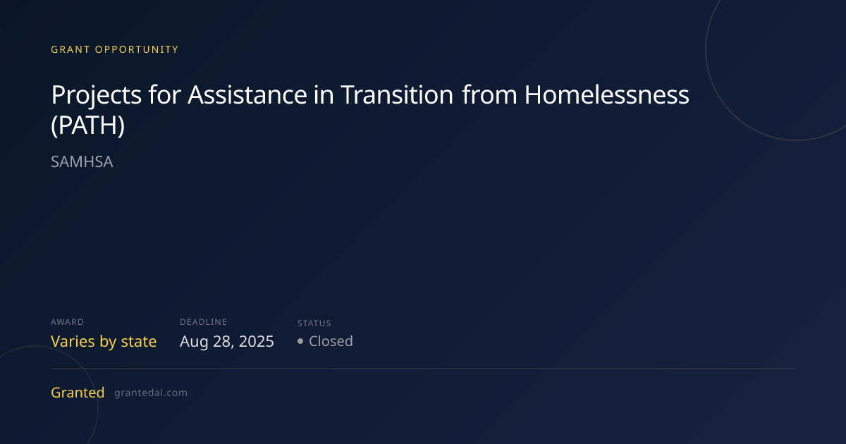 Projects for Assistance in Transition from Homelessness (PATH) (2026 ...