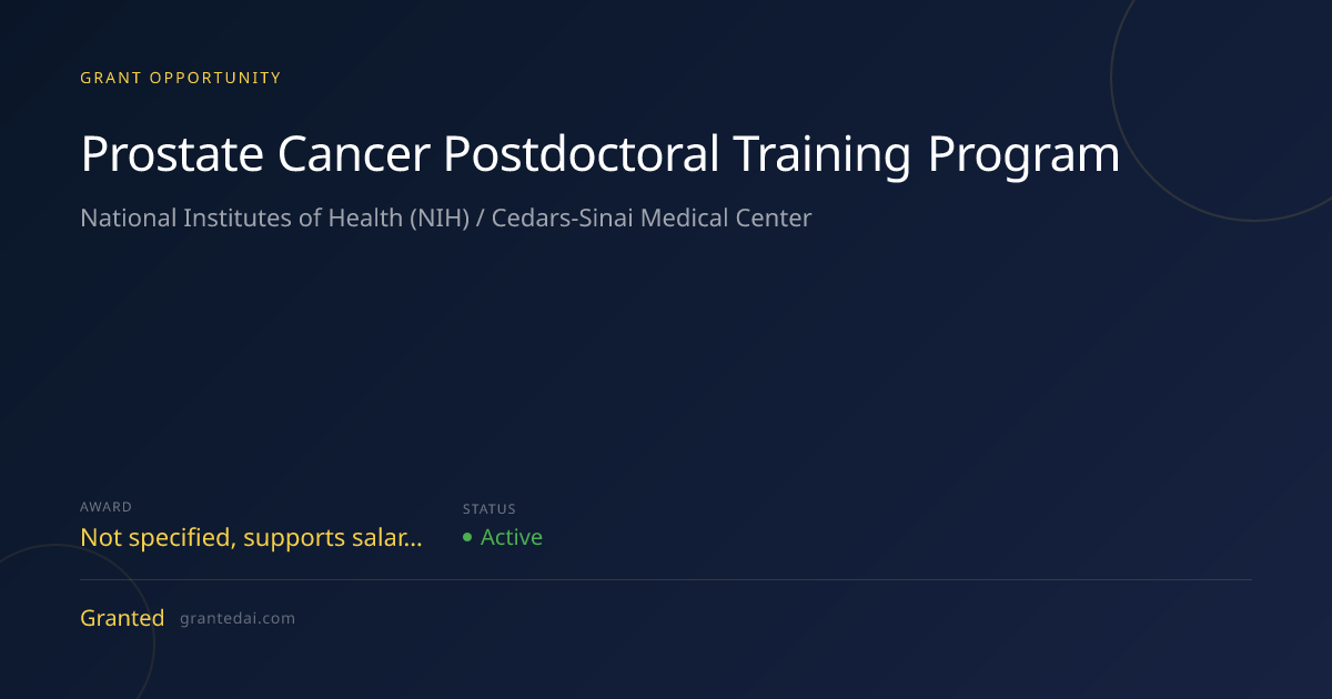 Prostate Cancer Postdoctoral Training Program (2026) | Granted AI